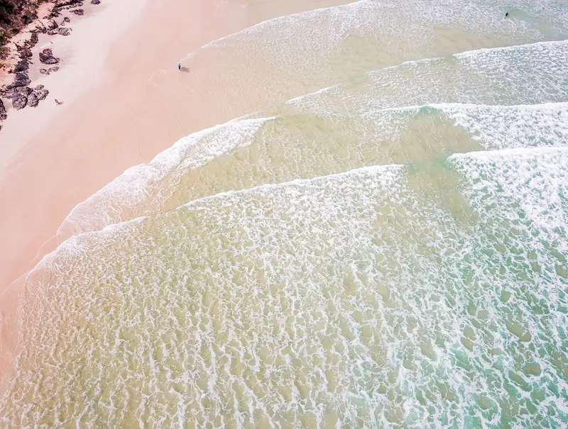 Aerial view of the shoreline at Rainbow Beach, Queensland