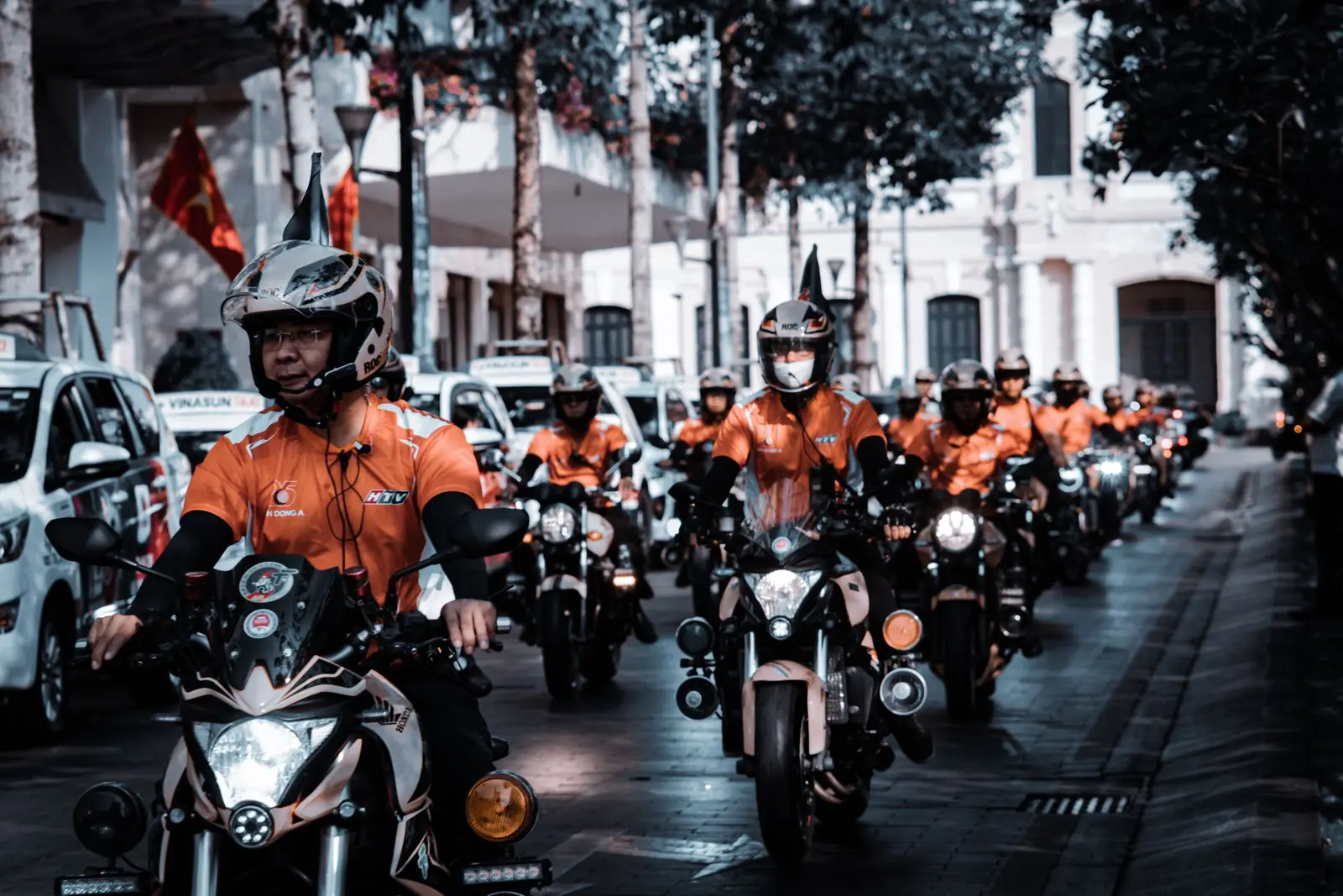 A group of riders on motorcycles