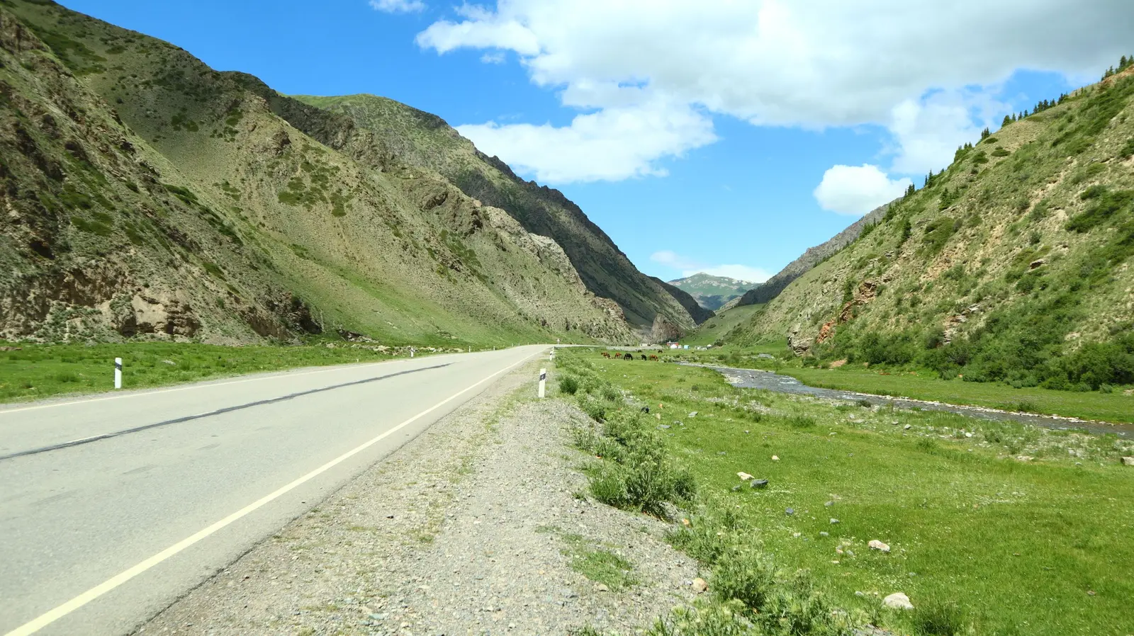A road following a river valley