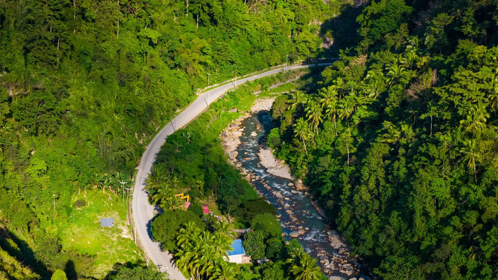A road following a river valley