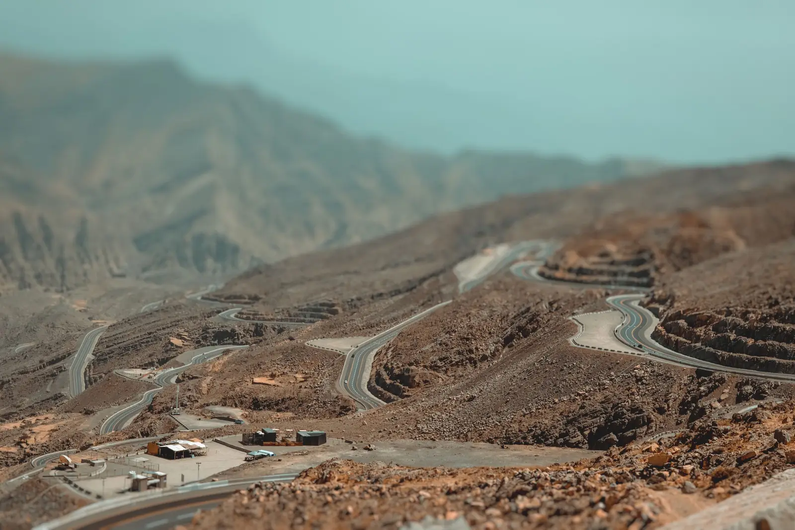 A road looping through tight hairpin bends