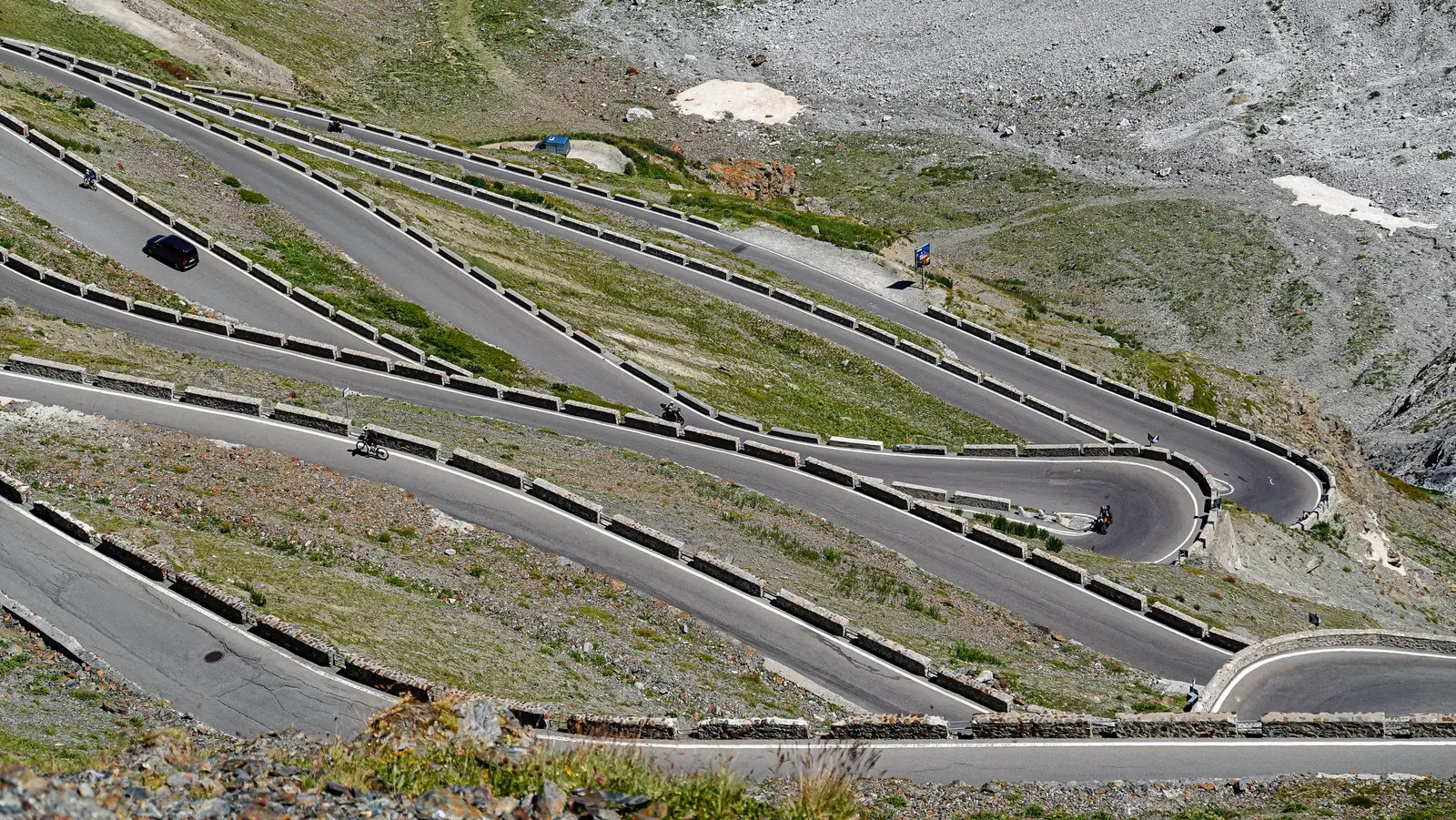A road looping through tight hairpin bends