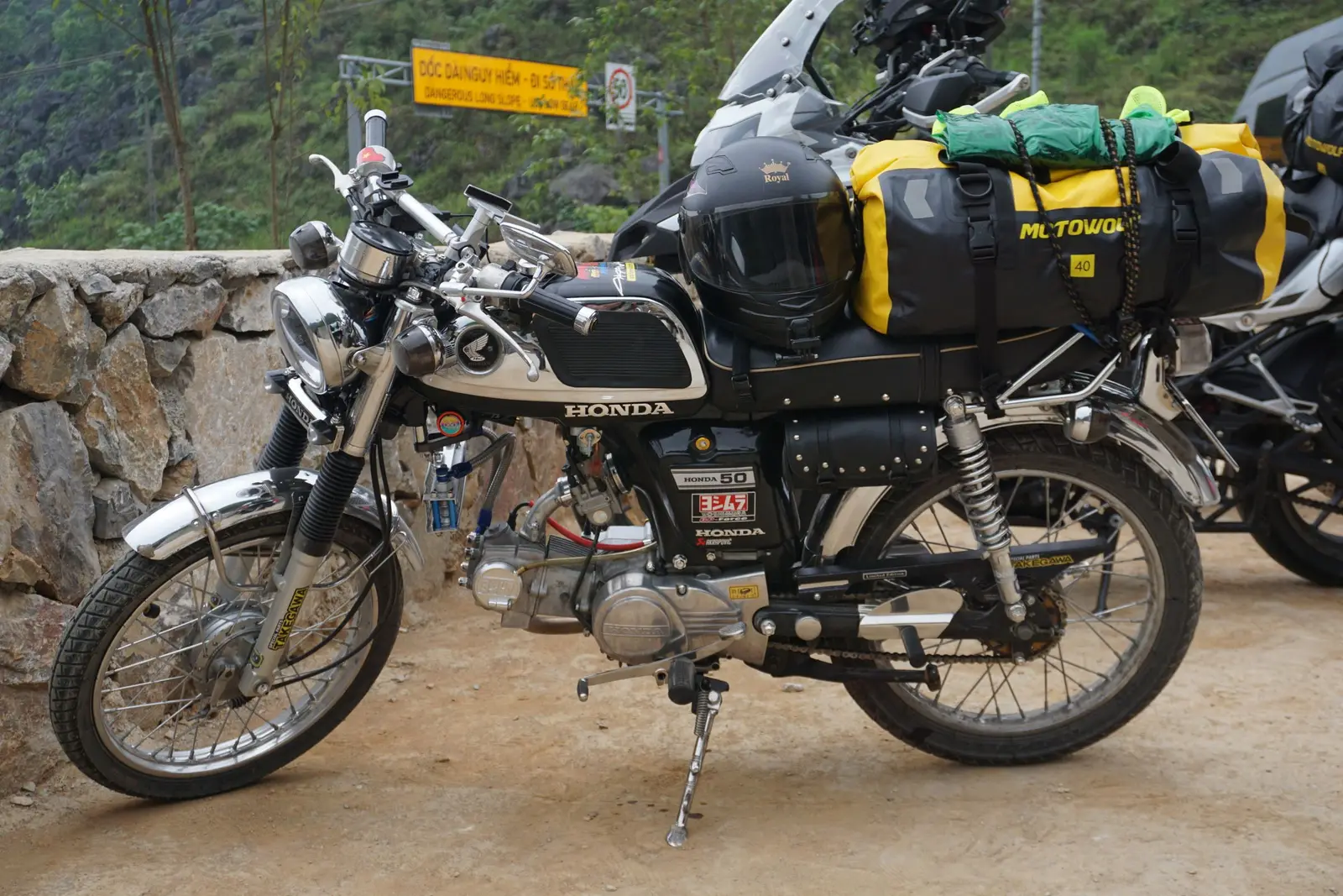 A motorcycle touring rider on the road