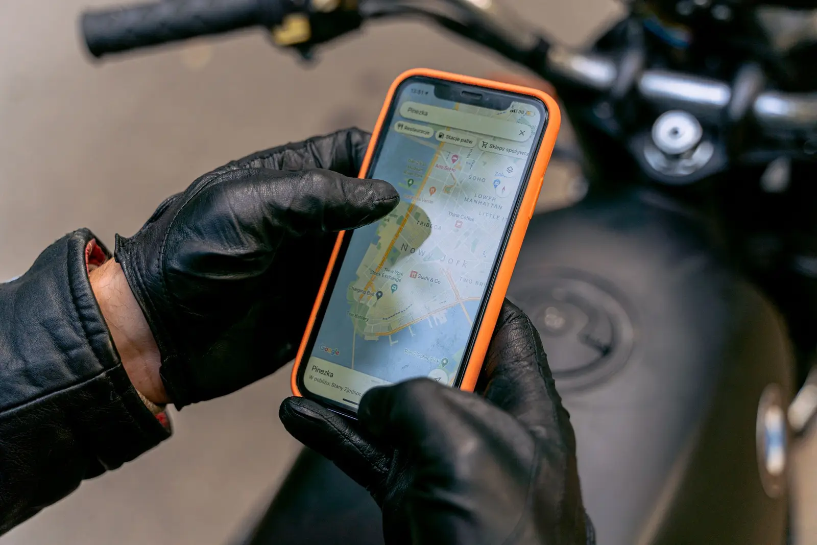 A phone showing a navigation route