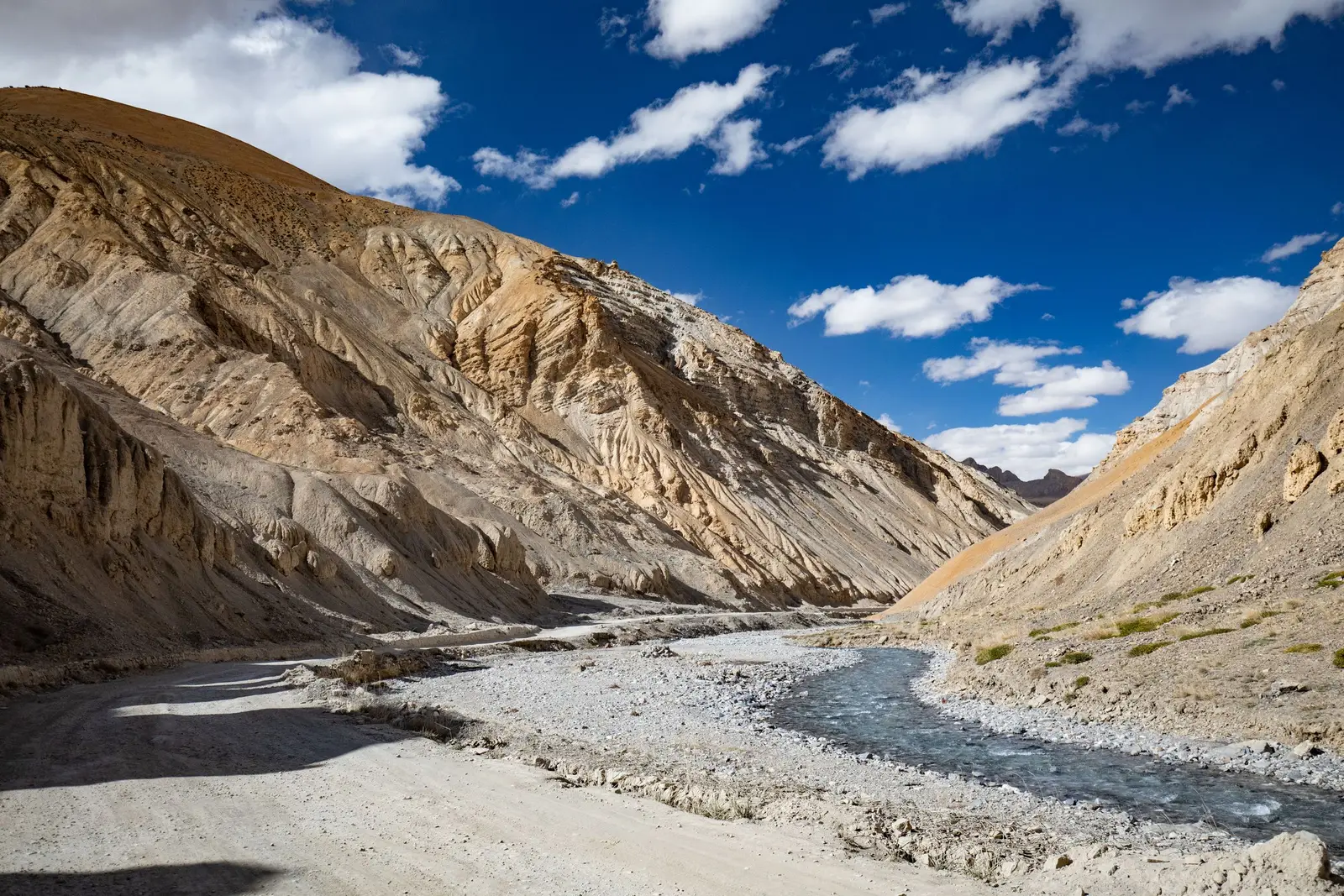 A road following a river valley