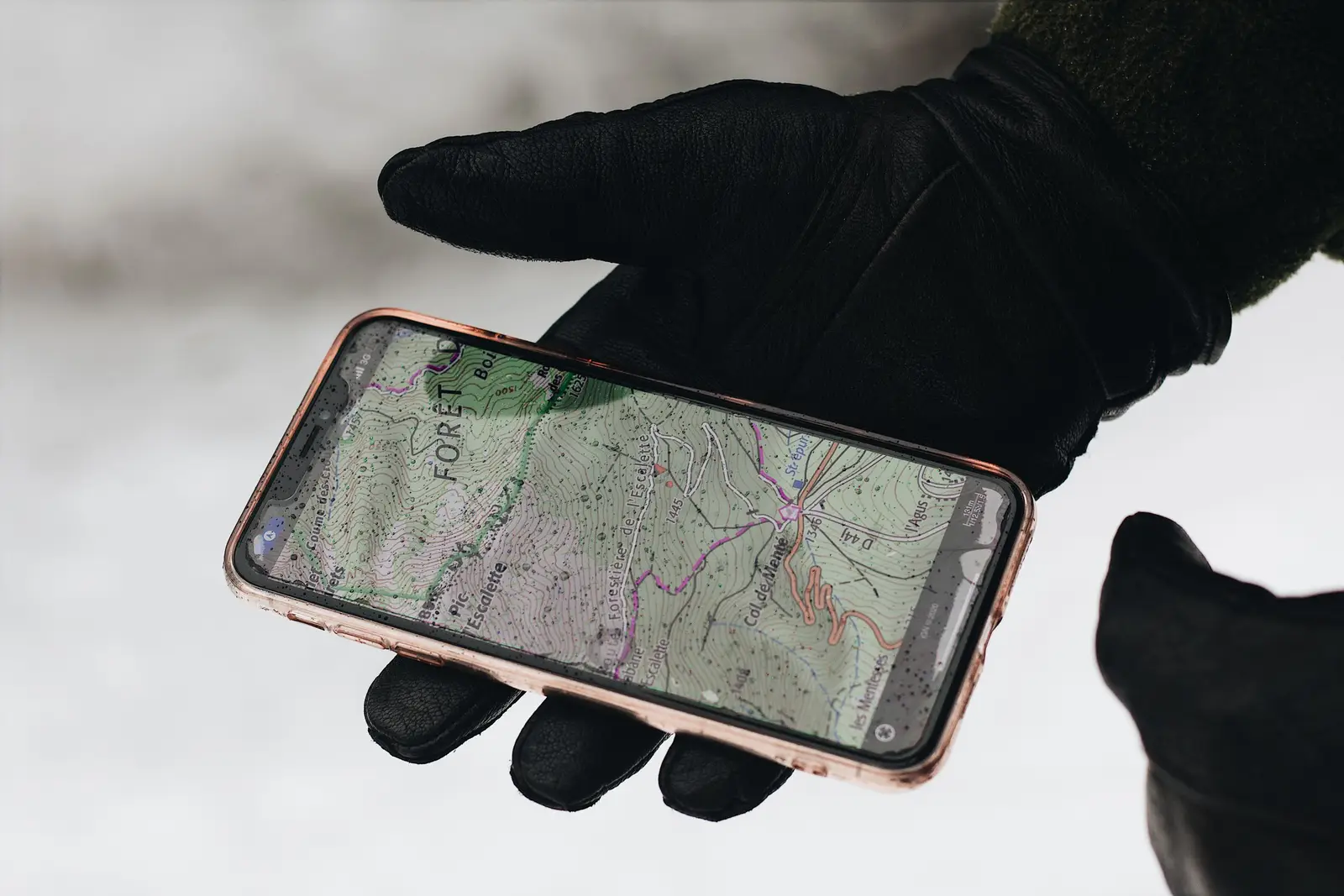 A phone showing a navigation route