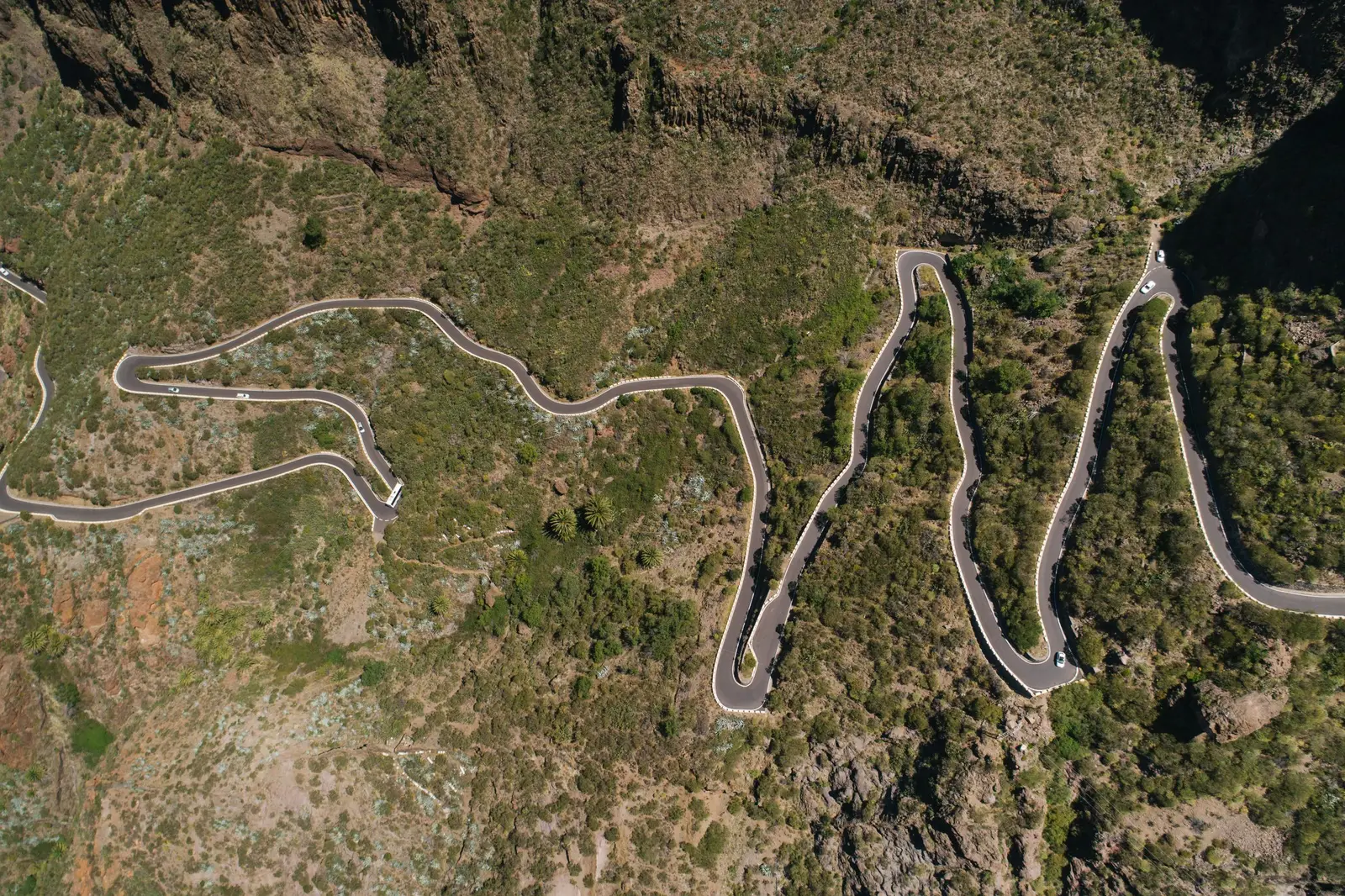 A winding road seen from above