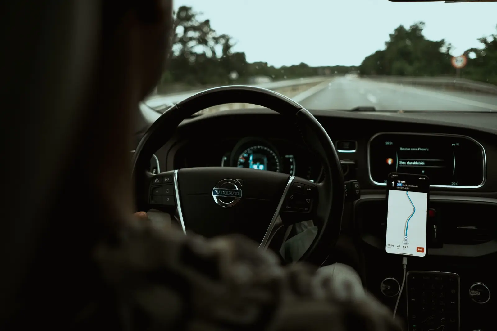 A phone showing a navigation route