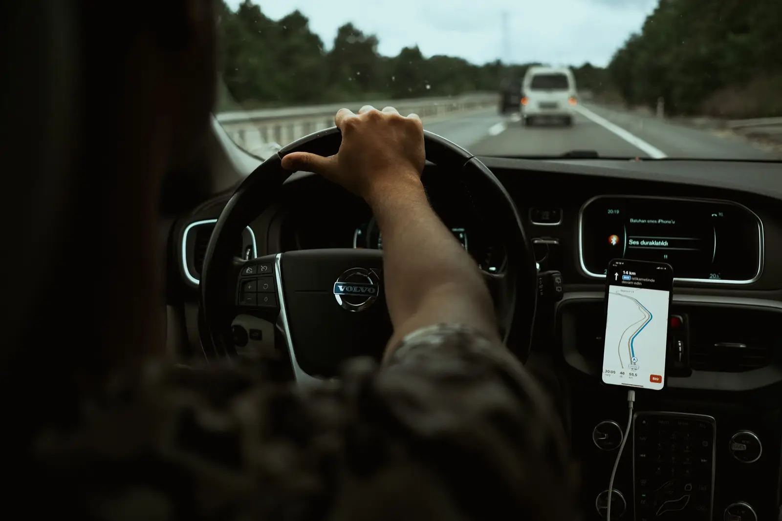A phone showing a navigation route