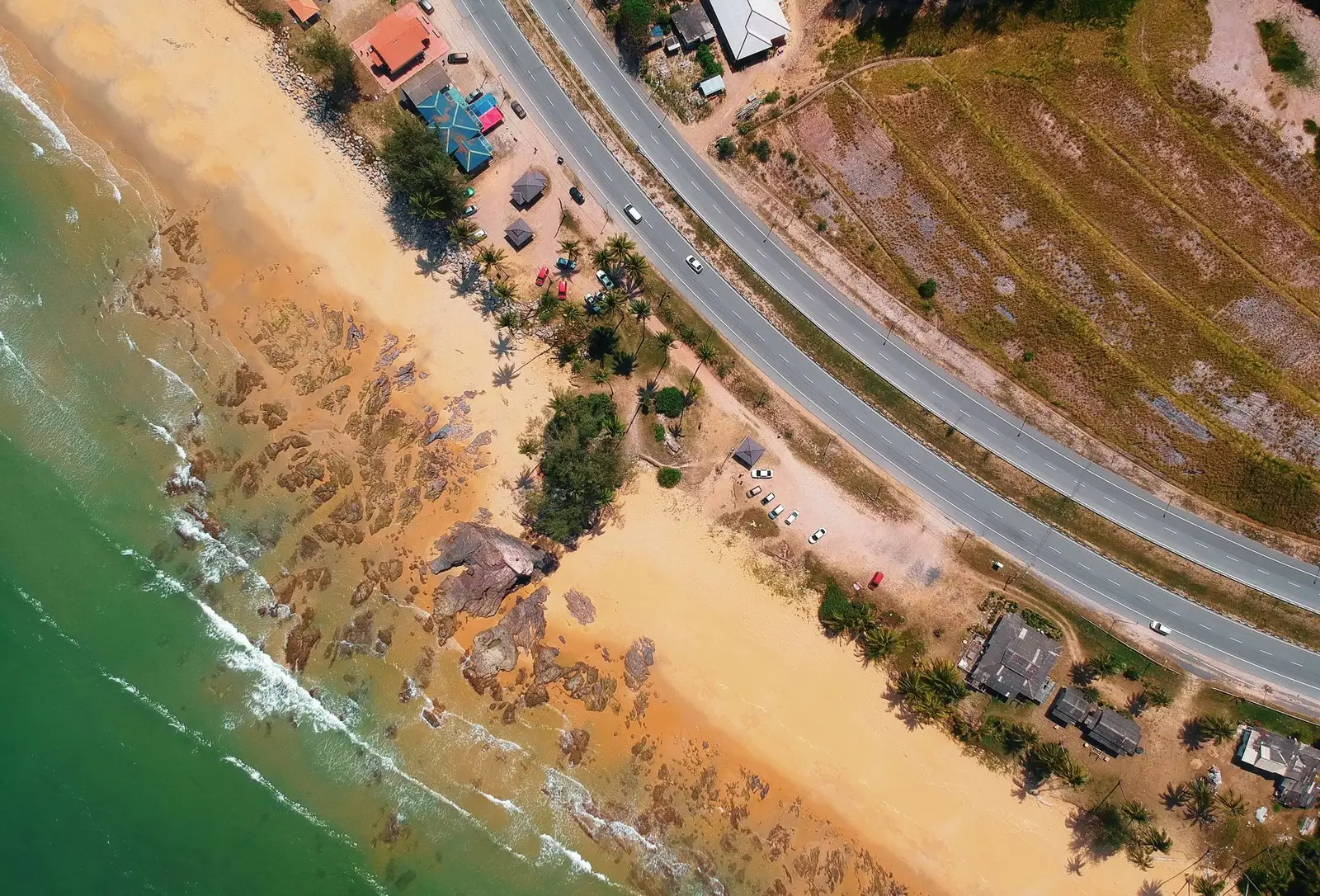A road running along the coast