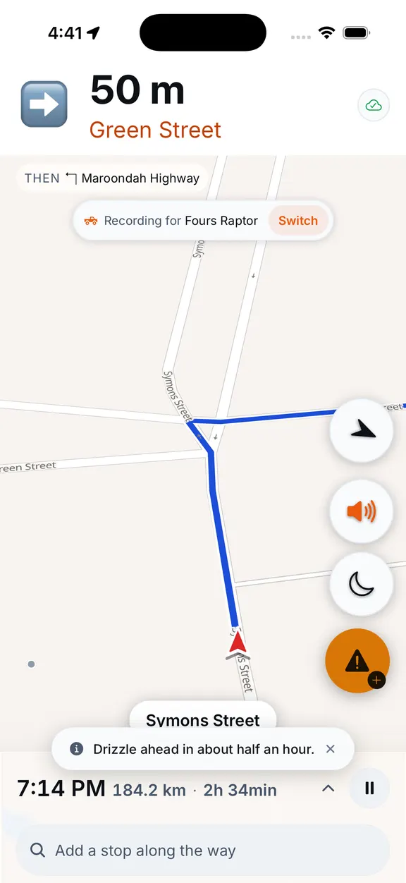 Turn-by-turn navigation running on a phone mounted to a motorcycle